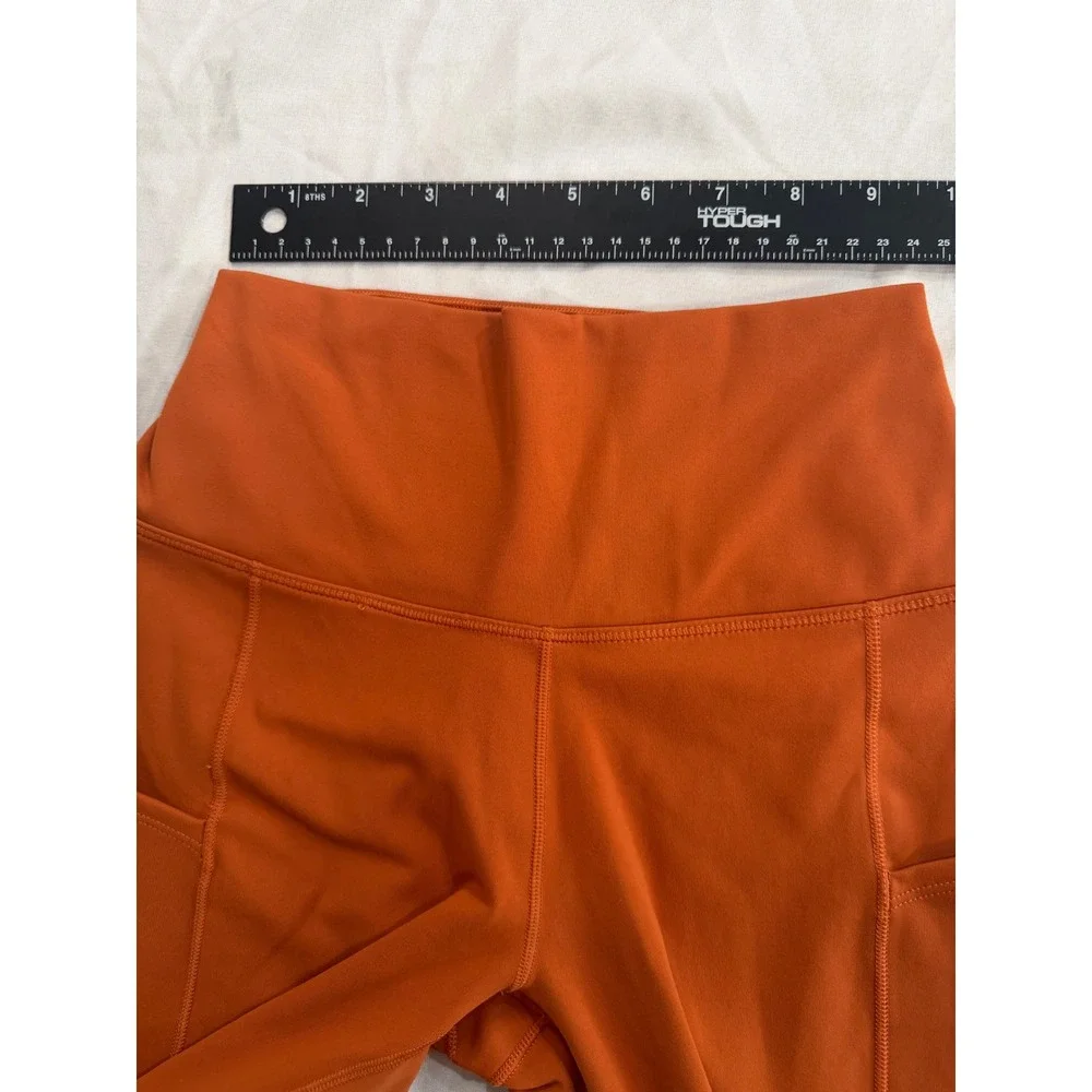 Nike One Dri-FIT Womens High Waisted Biker Shorts Burnt Orange Pockets Size S